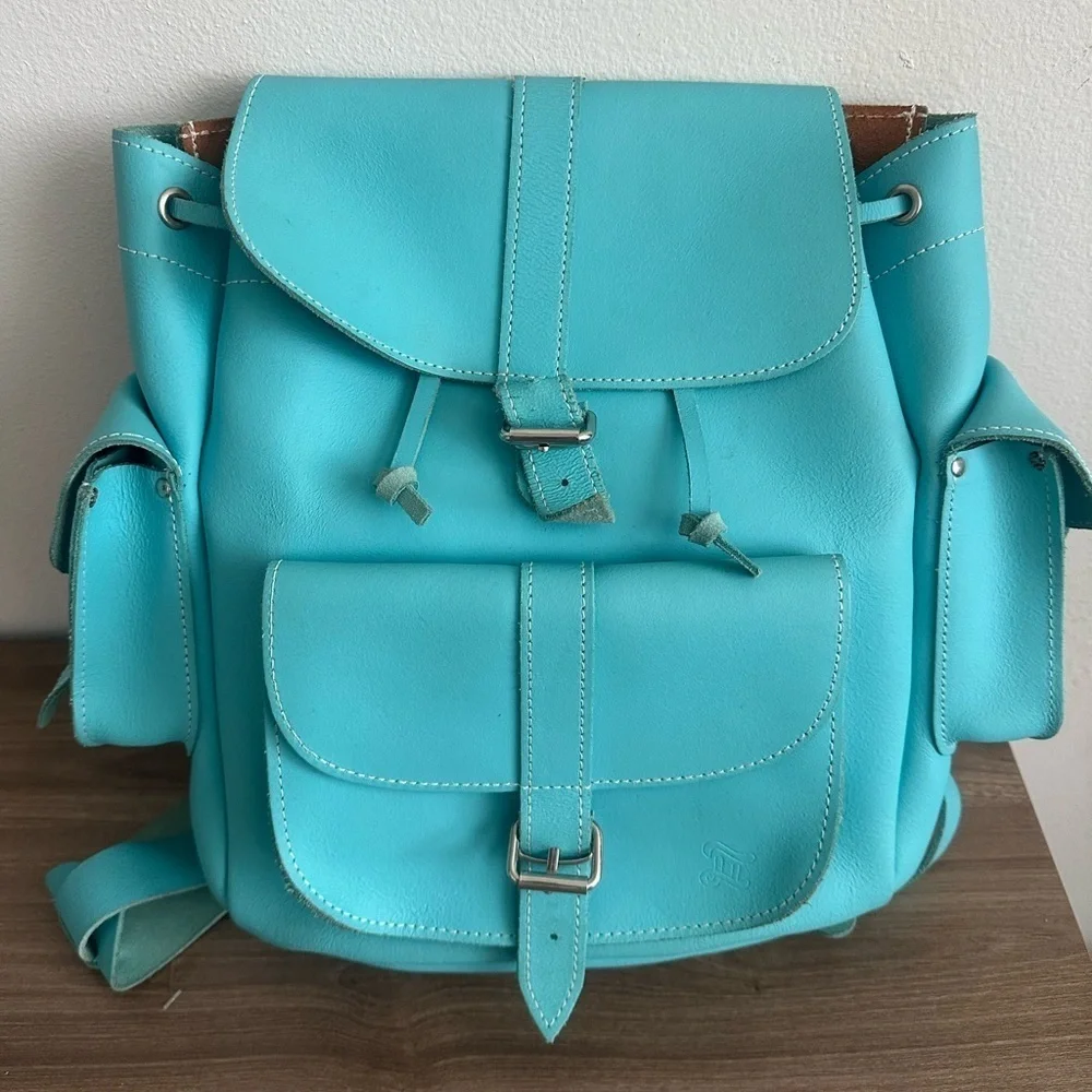 Grafea Show business Sky blue leather Ricksack backpack medium